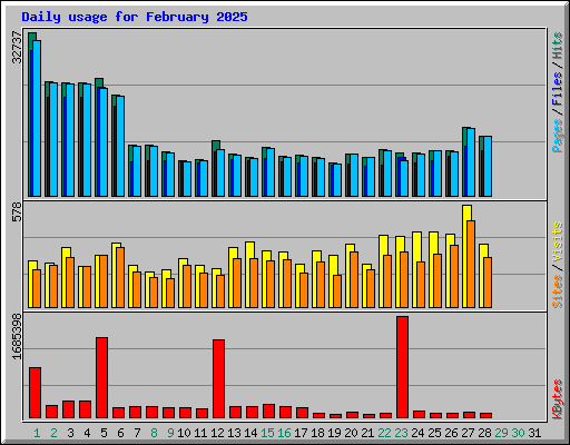 Daily usage for February 2025