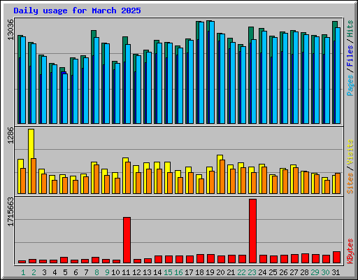 Daily usage for March 2025