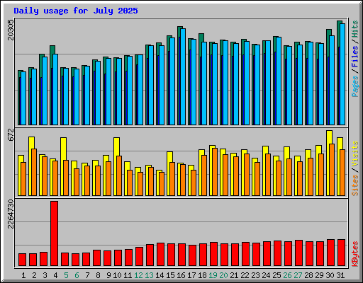 Daily usage for July 2025