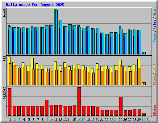 Daily usage for August 2025