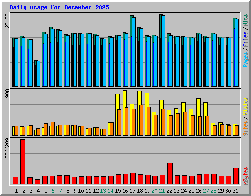 Daily usage for December 2025